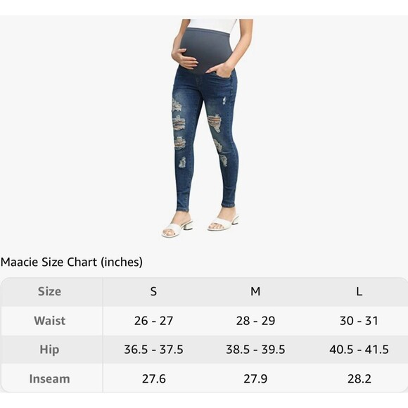 Maacie Over Belly Skinny Ripped Maternity Jeans Size M New With Tags - Picture 9 of 9